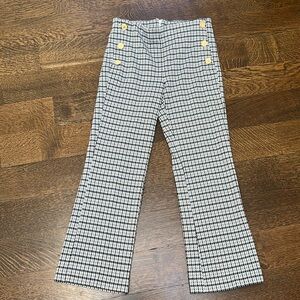 Cropped Ecru sailor pant with gold hardware. Size XS